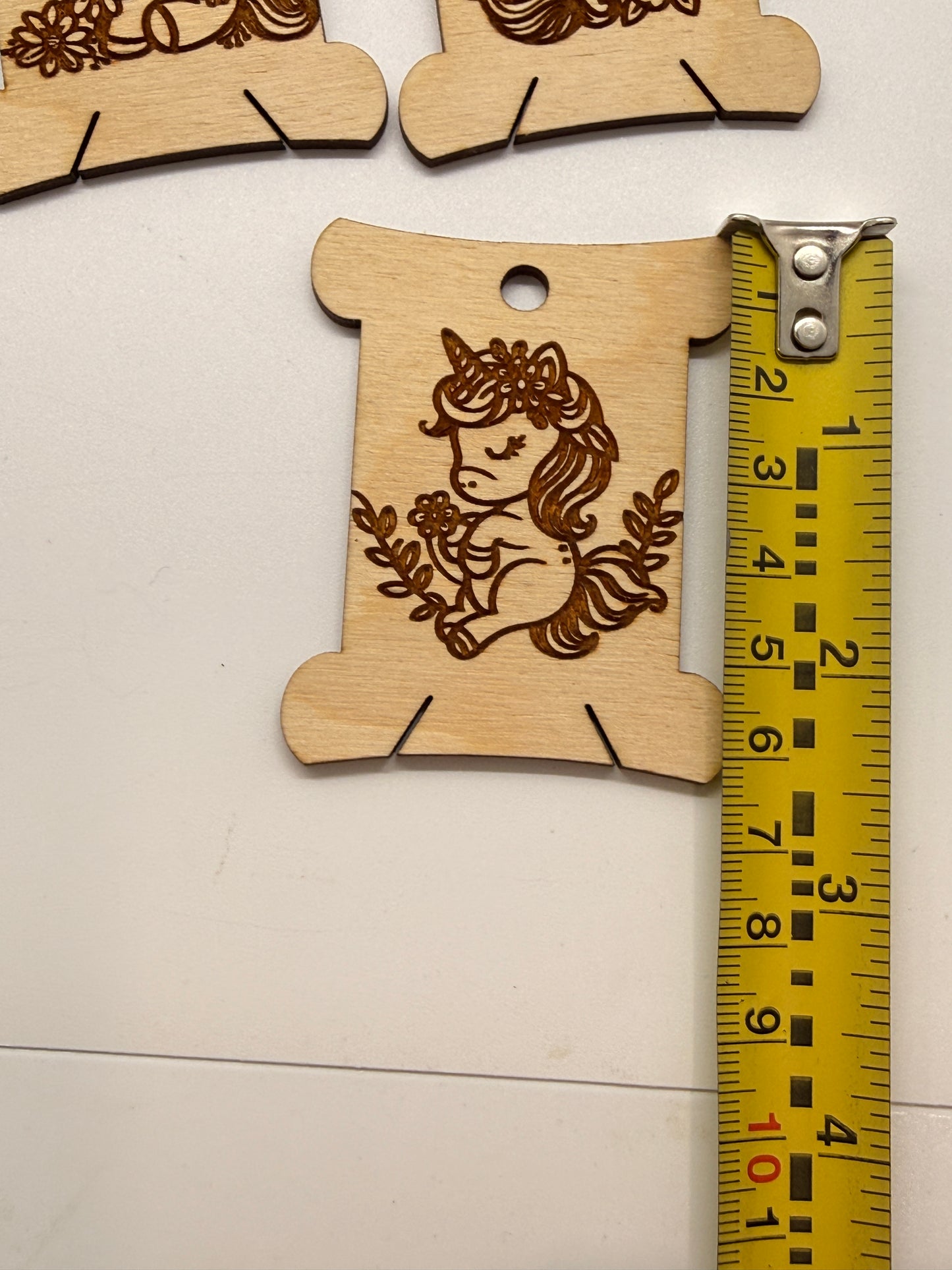 Unicorn Wooden Bobbins Set of 12 Embroidery Floss Organizer Cute Magical Cross Stitch Crafter Gift