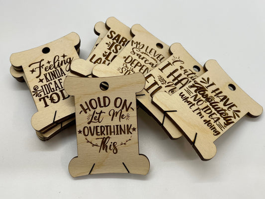 Sarcastic Sayings Wooden Bobbins Set of 12 Embroidery Floss Organizer Funny Cross Stitch Gift