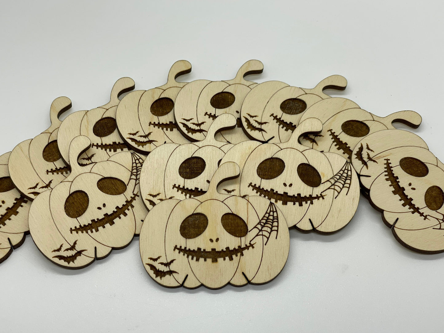 Jack O Lantern Wooden Bobbins Set of 12 Embroidery Floss Organizer Halloween Cross Stitch Gift