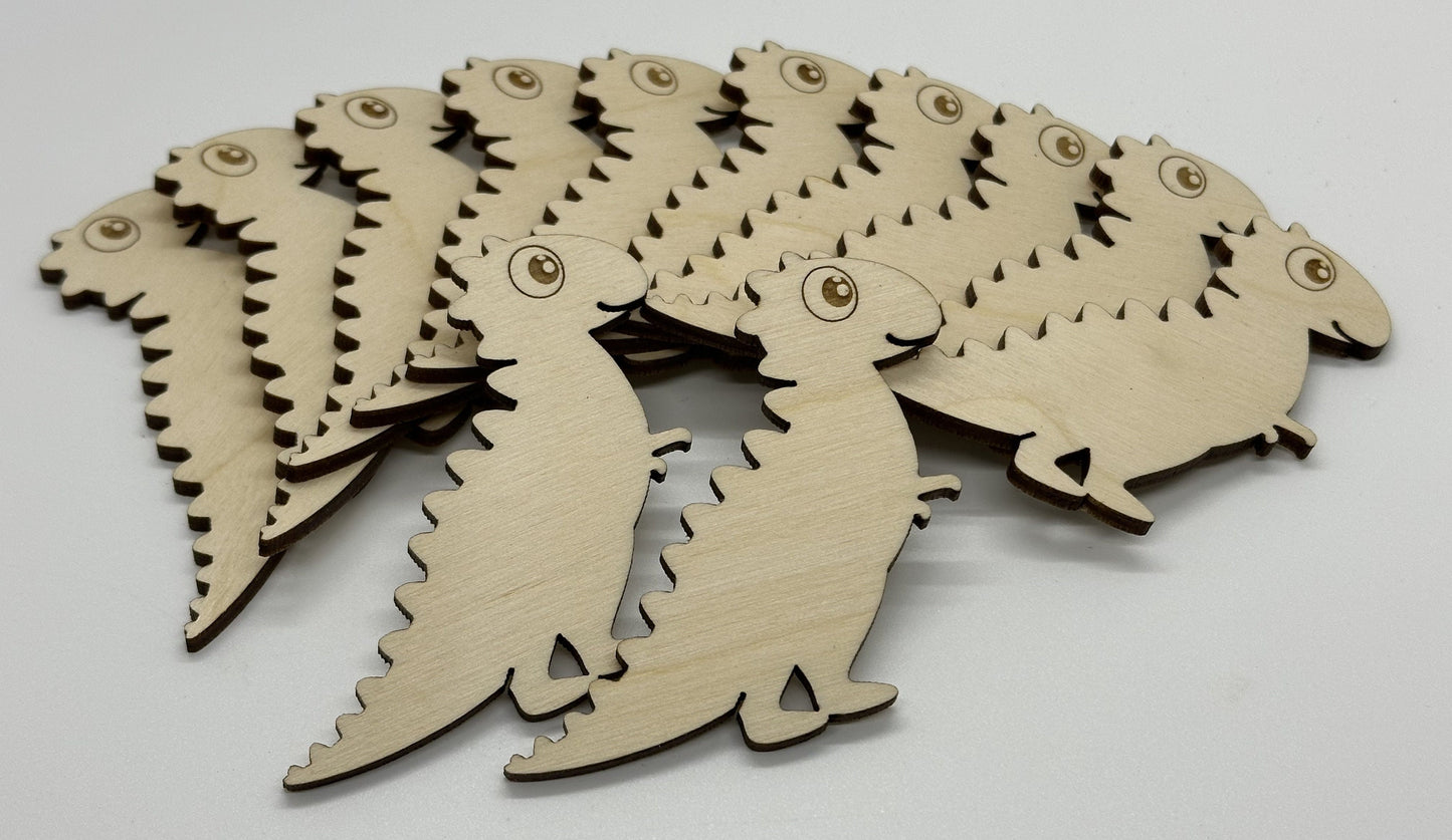 Dinosaur Wooden Bobbins Set of 12 Embroidery Floss Organizer Cross Stitch Fun Crafting Gift