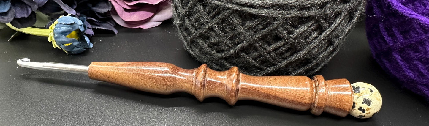 Crochet Hook, Handcrafted Ebony Wood, Ergonomic Design, 6 Inch Length
